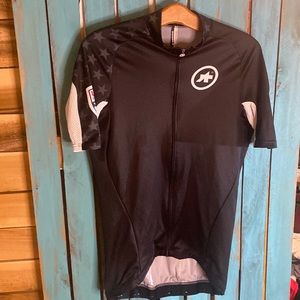 Assos of Switzerland USA Cycling jersey size XL black and white full zip